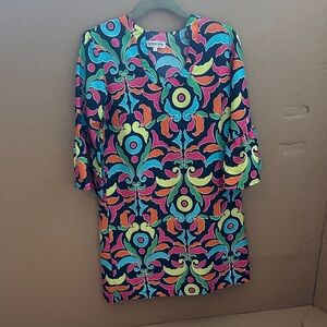 Buckhead Bettie’s Multicolor Printed Mini Dress in Blue, Green, Yellow, Pink